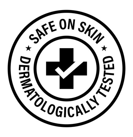 safe on skin, dermatologically tested  vector icon with cross and tick markのイラスト素材