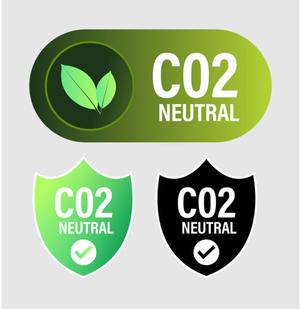 CO2 neutral vector icon, green in color, carbon neutral abstractのイラスト素材