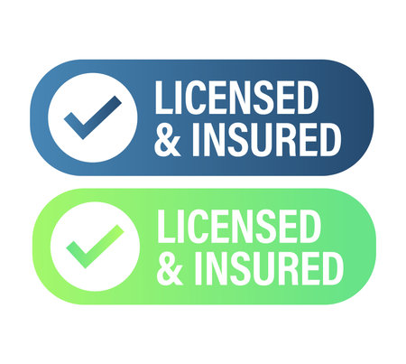 licensed and insured vector icon with tick markのイラスト素材