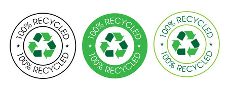 '100% recycled' vector icon set, green in colorのイラスト素材
