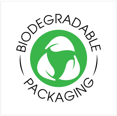 biodegradable packaging Vector symbol, green in colorのイラスト素材