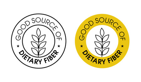 good source of dietary fiber vector icon set , black and yellow in colorのイラスト素材
