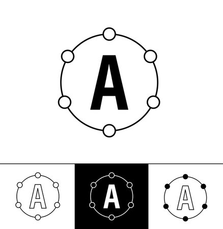 antioxidants vector logo, simple symbol, thin letters, black in colorのイラスト素材
