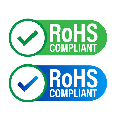 Restriction of Hazardous Substances Directive, RoHS Compliant vector icon with tick markのイラスト素材
