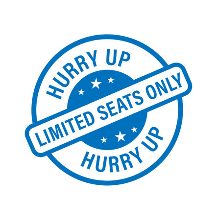 hurry up, limited seats only vector icon, blue in colorのイラスト素材