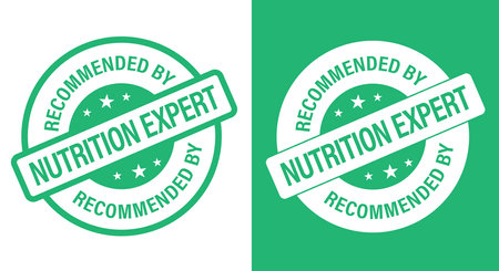 recommended by nutrition expert vector stamp set. green in colorのイラスト素材
