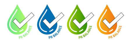 'PH balance' vector icon with drop icon and tick markのイラスト素材