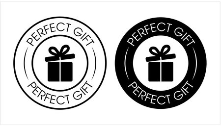'perfect gift' vector stamp with gift icon, black in colorのイラスト素材