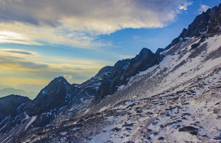 Light snow mountainの写真素材