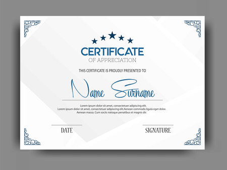 Creative certificate template with clean and modern pattern,Vector illustrationのイラスト素材