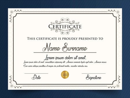 Creative certificate template with clean and modern pattern,Vector illustrationのイラスト素材