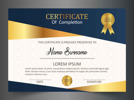 Creative certificate template with clean and modern pattern,Vector illustrationのイラスト素材