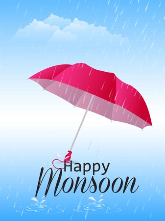 Abstract, banner or poster for Happy Monsoon with nice and creative design illustration.のイラスト素材