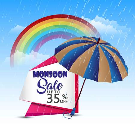Abstract, banner or poster for Happy Monsoon with nice and creative design illustration.のイラスト素材