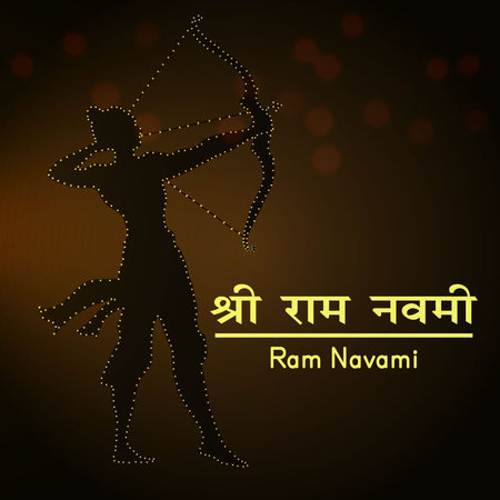 creative banner or poster or flyer for Ram Navami with nice and beautiful design illustration with message "ram navami festival" in a background.のイラスト素材