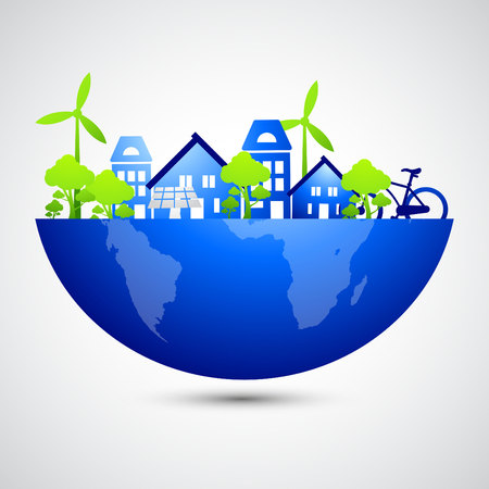 Earth Day. Eco friendly ecology concept. Flat Vector illustration. Earth day flat concept. World environment day background. Save the earth.のイラスト素材