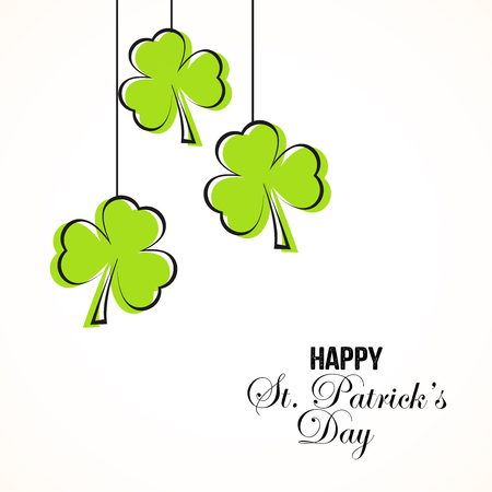 Vector Illustration of Saint Patrick's Day Card with hanging shamrocksのイラスト素材
