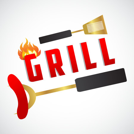 creative vector illustration of Barbecue party design,  invitation, logo. BBQ template menu design, Food flyer, advertisement, ad design.のイラスト素材