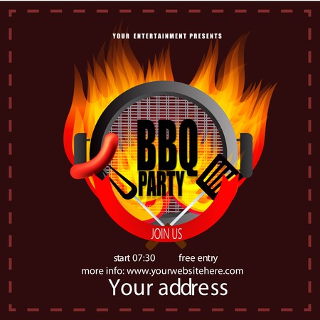 creative vector illustration of Barbecue party design,  invitation, logo. BBQ template menu design, Food flyer, advertisement, ad design.のイラスト素材