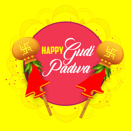 Creative vector abstract for Gudi Padwa with nice and creative design illustration in a creative background.のイラスト素材