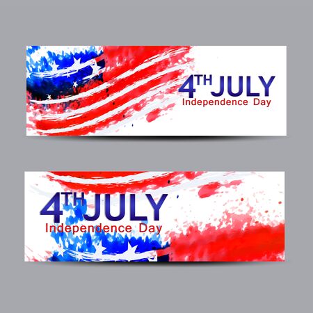 4th of July poster template.USA independence day celebration with American flag.USA 4th of July promotion advertising banner template for Brochures,Poster or Banner.のイラスト素材