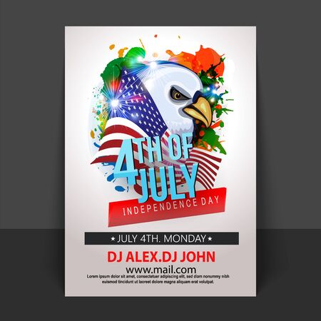 4th of July poster template.USA independence day celebration with American flag.USA 4th of July promotion advertising banner template for Brochures,Poster or Banner.のイラスト素材