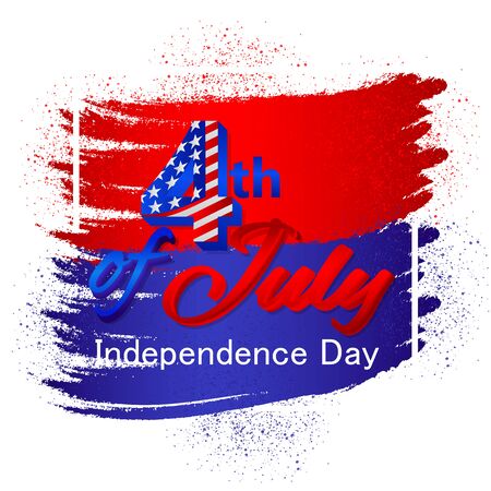 4th of July poster template.USA independence day celebration with American flag.USA 4 th of July promotion advertising banner template for Brochures,Poster or Banner.Vector illustrationのイラスト素材