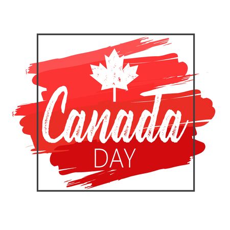 Creative abstract, banner or poster or flyer  for Happy Canada Day with nice and creative design illustration.のイラスト素材