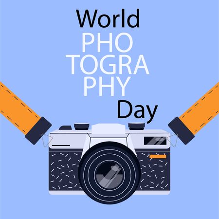 World Photography Day 19 August Poster Designのイラスト素材