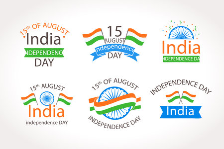 India Independence Day celebration background with Ashoka Wheel and National Flag -15th Auguest.のイラスト素材