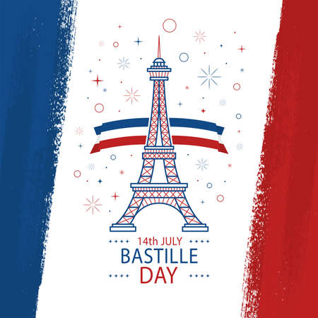 Creative vector Illustration,Card,Banner Or Poster For The French National Day.Happy Bastille Dayのイラスト素材