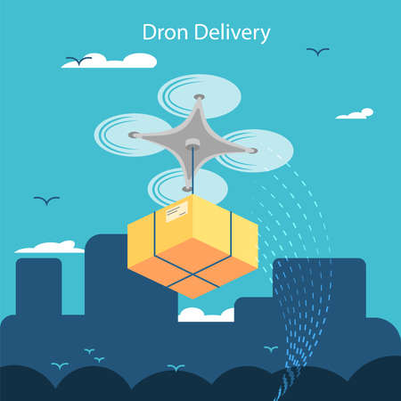 Drone delivery concept with fun styleのイラスト素材