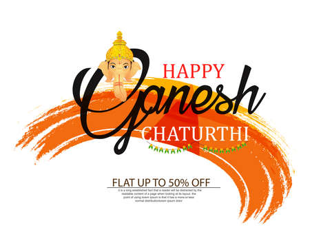 Creative vector illustration of Lord Ganesha in paint style with message Shri Ganeshaye Namah ( Prayer to Lord Ganesha)のイラスト素材