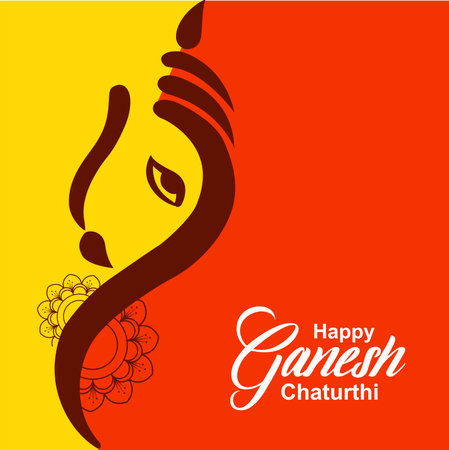 Creative vector illustration of Lord Ganesha in paint style with message Shri Ganeshaye Namah ( Prayer to Lord Ganesha)のイラスト素材