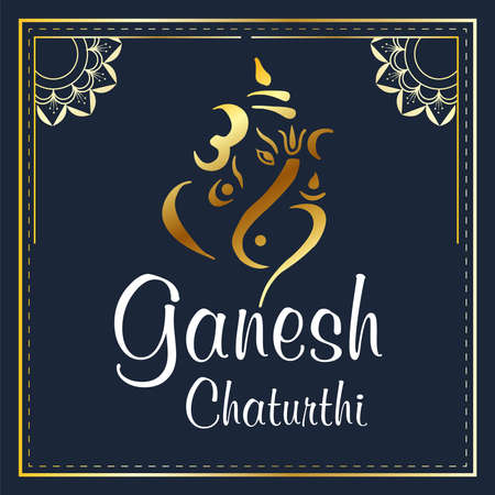 Creative vector illustration of Lord Ganesha in paint style with message Shri Ganeshaye Namah ( Prayer to Lord Ganesha)のイラスト素材