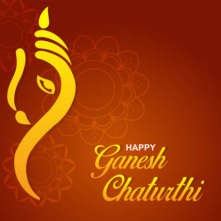Creative vector illustration of Lord Ganesha in paint style with message Shri Ganeshaye Namah ( Prayer to Lord Ganesha)のイラスト素材