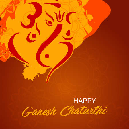 Creative vector illustration of Lord Ganesha in paint style with message Shri Ganeshaye Namah ( Prayer to Lord Ganesha)のイラスト素材