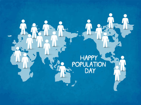 Vector illustration,banner or poster of world population day.のイラスト素材
