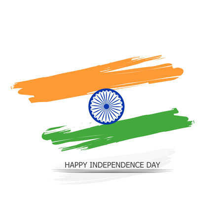 India Independence Day celebration background with Ashoka Wheel and National Flag -15th Auguest.