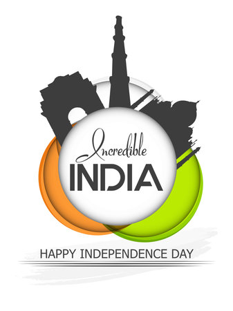 India Independence Day celebration background with Ashoka Wheel and National Flag -15th Auguest.