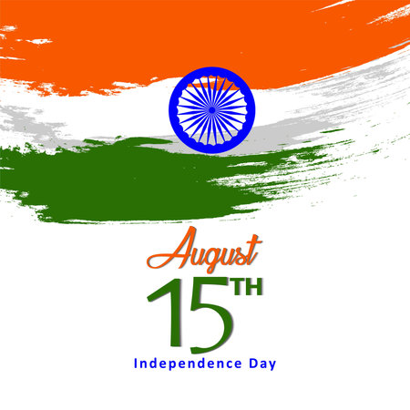 India Independence Day celebration background with Ashoka Wheel and National Flag -15th Auguest.