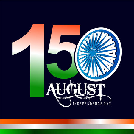 India Independence Day celebration background with Ashoka Wheel and National Flag -15th Auguest.