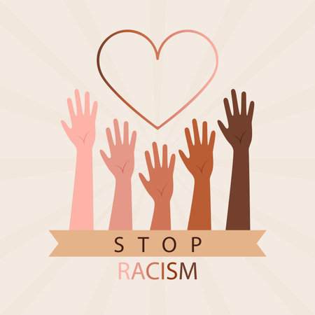 Stop racism icon. Motivational poster against racism and discrimination.