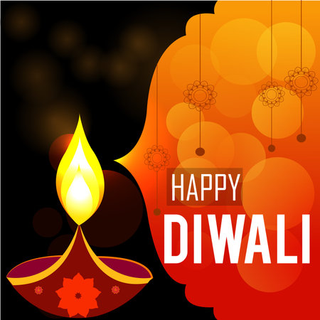 Happy Diwali festival colorful greeting card design. Vector illustration.のイラスト素材