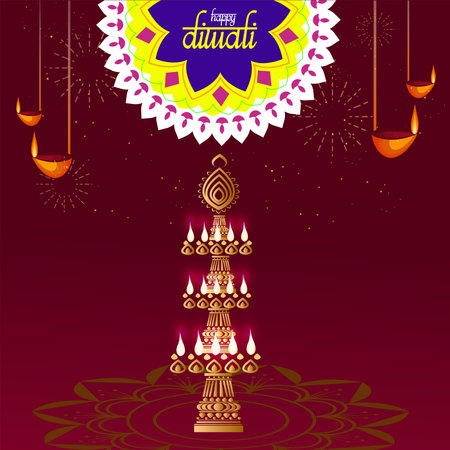 Happy Diwali Greeting Card. Vector Illustration.のイラスト素材