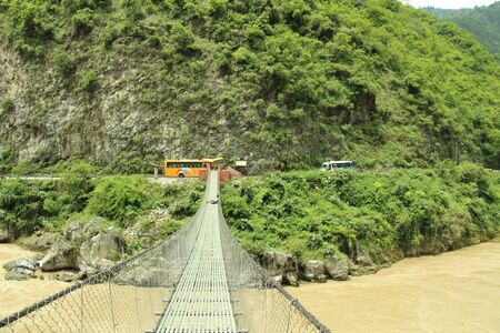 Natural river flowing from Himalaya at rainy season, Nepal beautyの写真素材