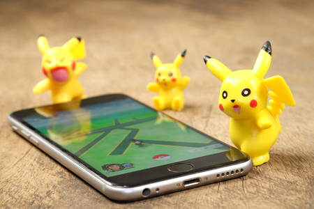 BANGKOK,THAILAND-JUNE, 2017 : Pokemon Go,most popular new online game application smartphoneのeditorial素材