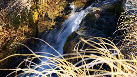 Small waterfall on Sawyers Creek, Otago, New Zealandの写真素材