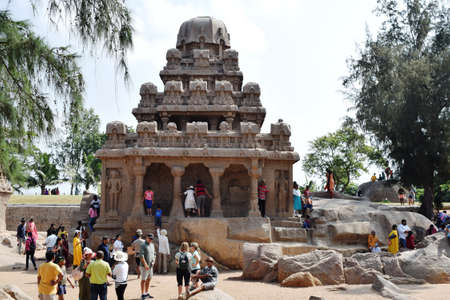 Mahabalipuram on 28 Dec 2019 : Arjuna's Penance a large rock relief carving in mahabalipuram, Indiaのeditorial素材