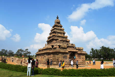Famous Mahabalipuram landmark ON 28 dEC 2019 world heritage - Shore temple, world heritage site in Mahabalipuram,South Indiaのeditorial素材